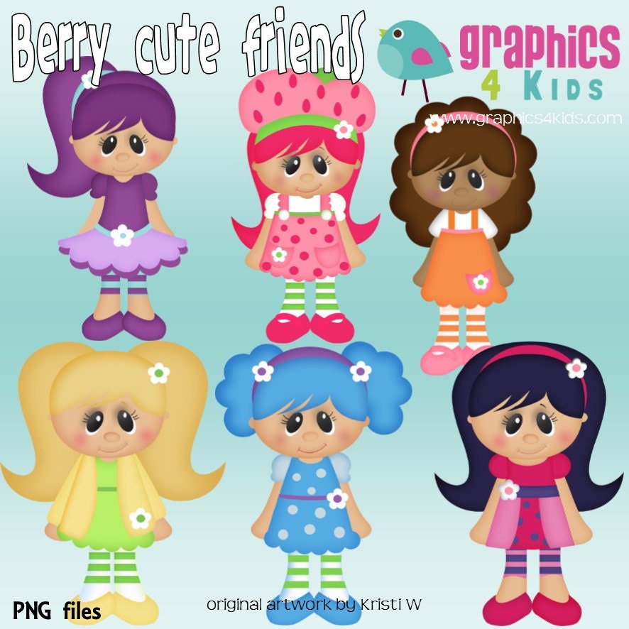 Berry cute friends Digital Clipart Clip art for