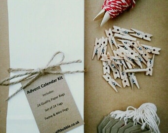 Set of 24 Advent Calendar Kit Quality Paper Bags or Favour Party Bags