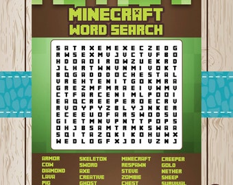 printable minecraft word search game minecraft birthday