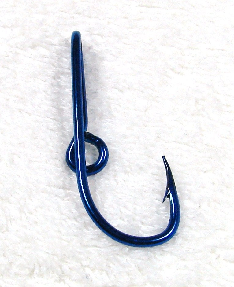 Candy Apple Blue Colored Fish Hook Hat Clip / Pin Tie by