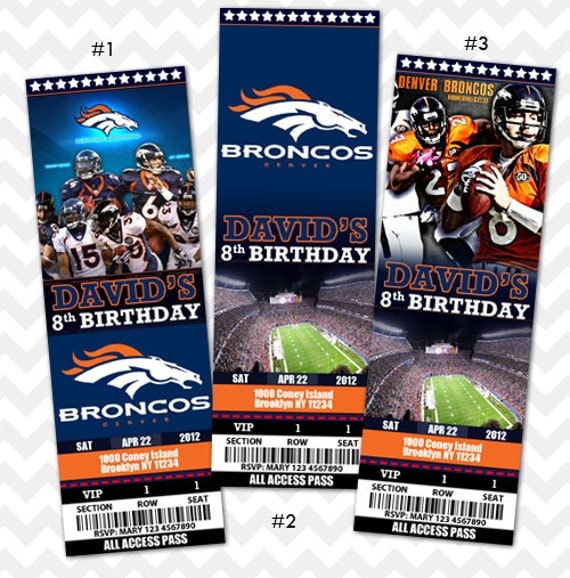 Denver Broncos Ticket Invitation by KreateStudio on Etsy