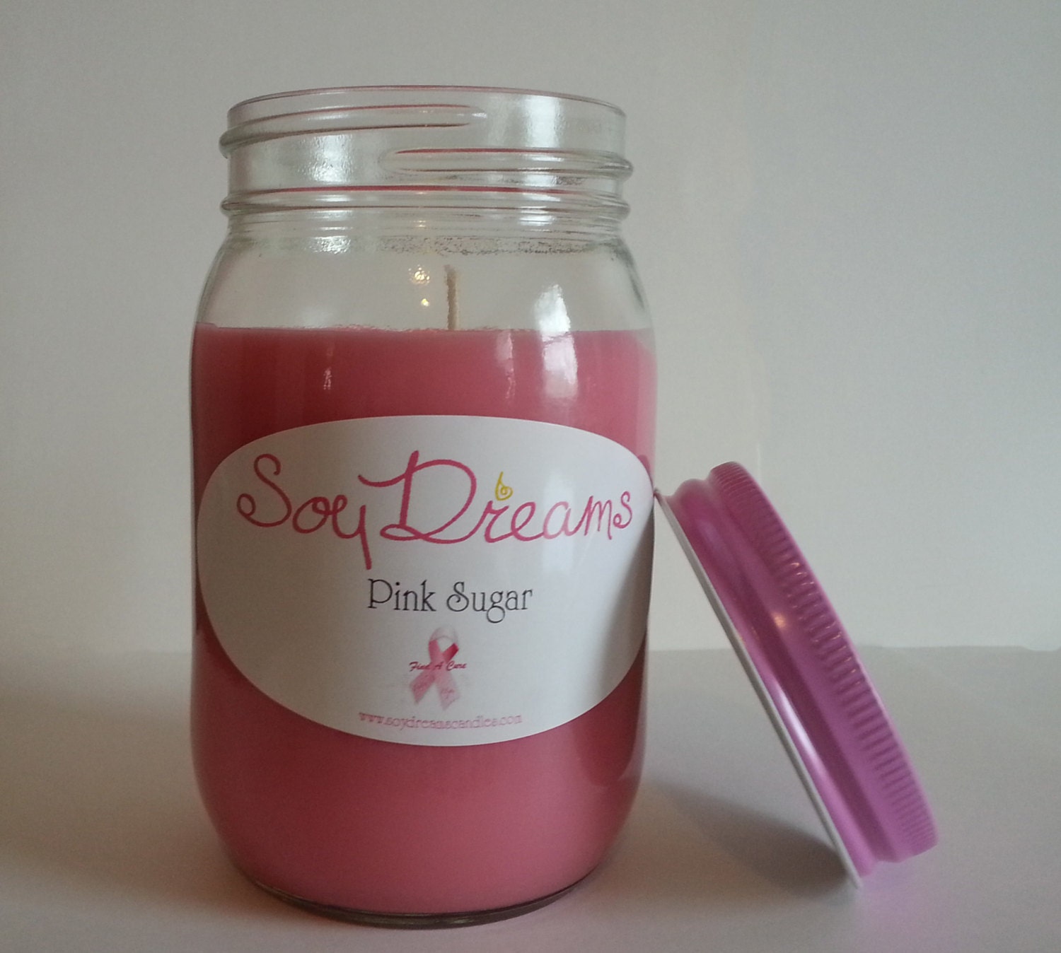 Breast Cancer Awareness Soy Candle Jar Pink by SoyDreamsCandles
