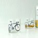 4 bicycle pint or rocks glasses, screen printed bike glassware