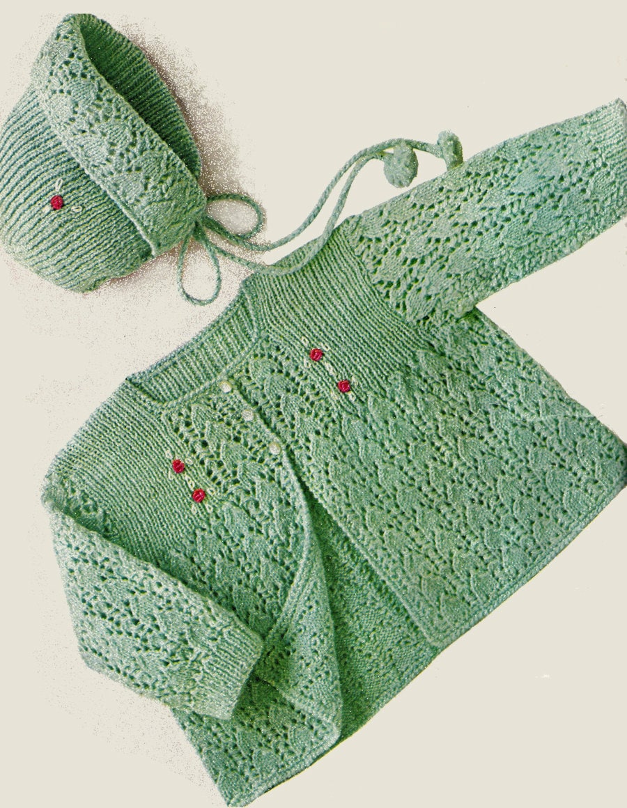 Baby Knitting Pattern Lace & Rib Baby Sweater Knitting