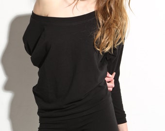 Handmade Sweater Cotton Off The Shoulder Oversized Made in USA, dolman sweater, off shoulder sweatshirt, off shoulder tops, cotton sweaters