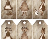 Primitive Black Doll Tags Digital Collage Sheet Printable Image 1265