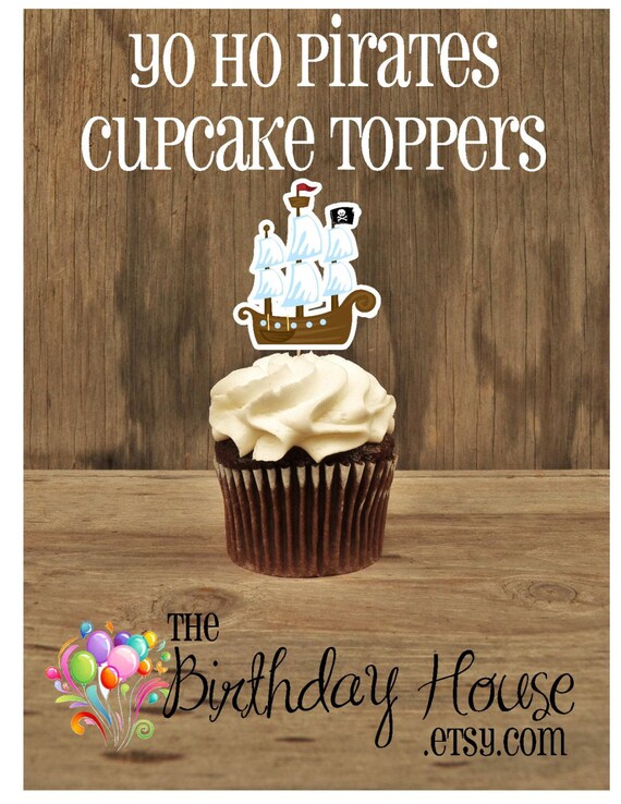 Yo Ho Pirate Party - Set of 12 Pirate Ship Cupcake Toppers by The Birthday House Il_570xn