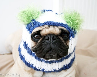 Custom Dog Hat -The Original Snuggly Pug Hat - Dog Clothing - Dog Beanie - Pet Hat - Dog Christmas Gift - Gift for Pet Lovers