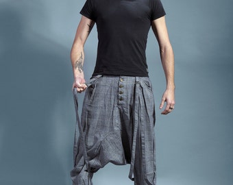 harem pants men man sarouel light grey harem pants ninja pants " Enjoy the silence"