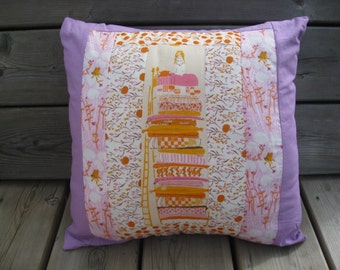 Princess and the Pea Pillow Cover - Heather Ross fabric, Pinks, Purples