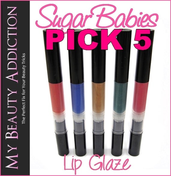 with gloss tubes brush lip Sugar Rush Jojoba Lip PICK Pink Sugar 5 Gloss Flavor Glaze Babies Lip