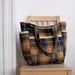 Old School Retro Plaid Upcycled Weekender - Navy & Mustard Polyester Wool Tartan Teacher / Travel / Diaper Bag - Eco Friendly Under 50 Gift