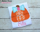 Pumpkin Shirt, Girl's Halloween shirt, Girl's Thanksgiving shirt, Embroidered Applique Shirt or Bodysuit Il_170x135