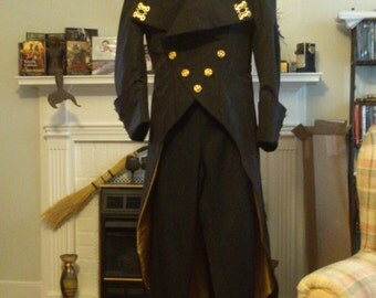 Steampunk Black Miore Regency Inspired Three Tiered Tail Coat