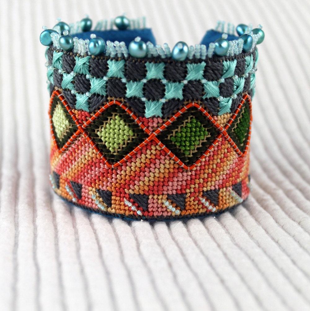 Needlepoint Bracelet Ultrasuede Cuff Kit Do It Yourself
