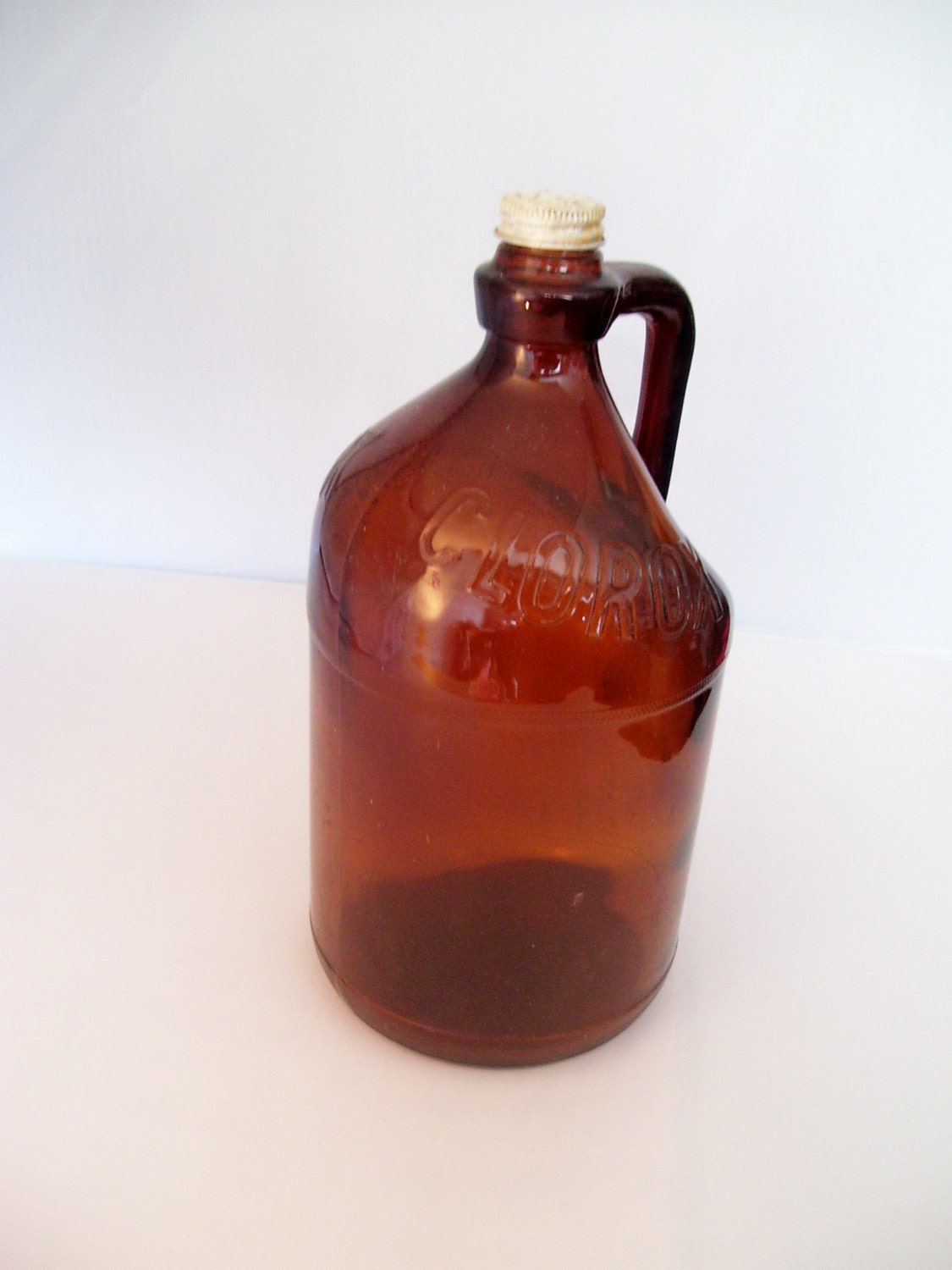Vintage Clorox Bleach Amber Brown Glass Half Gallon Jug Bottle
