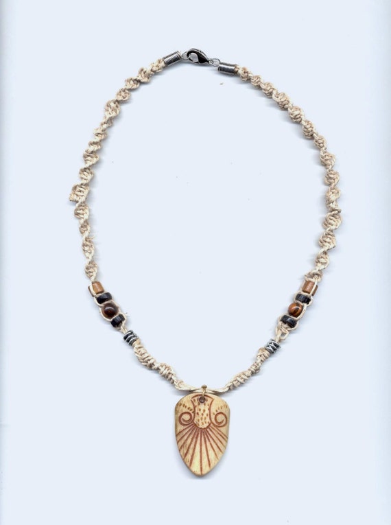 Hemp Necklace Palm for Men by ToxicDaisy on Etsy