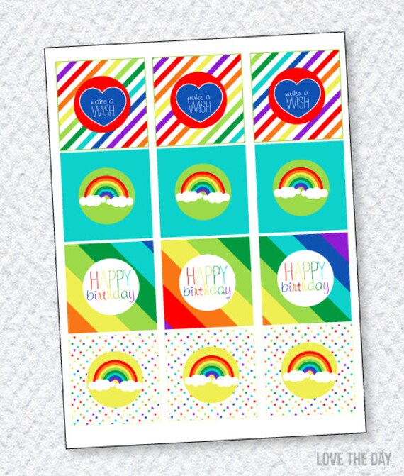 Rainbow Party PRINTABLE Cupcake Toppers (INSTANT DOWNLOAD) from Love The Day Il_570xn