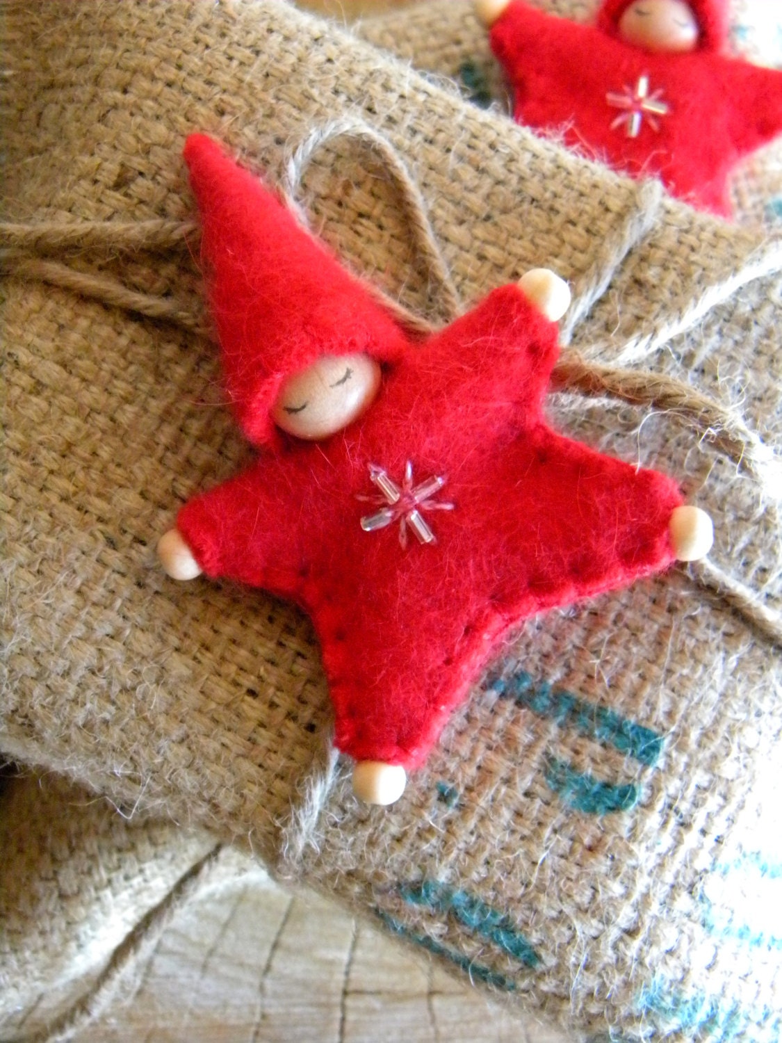 waldorf star baby ornament angora red upcycled wool eco waldorf star baby ornament angora red upcycled wool eco