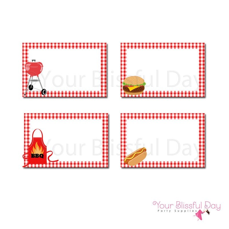 BBQ Buffet Labels PRINTABLE BBQ Food Labels Barbecue Label