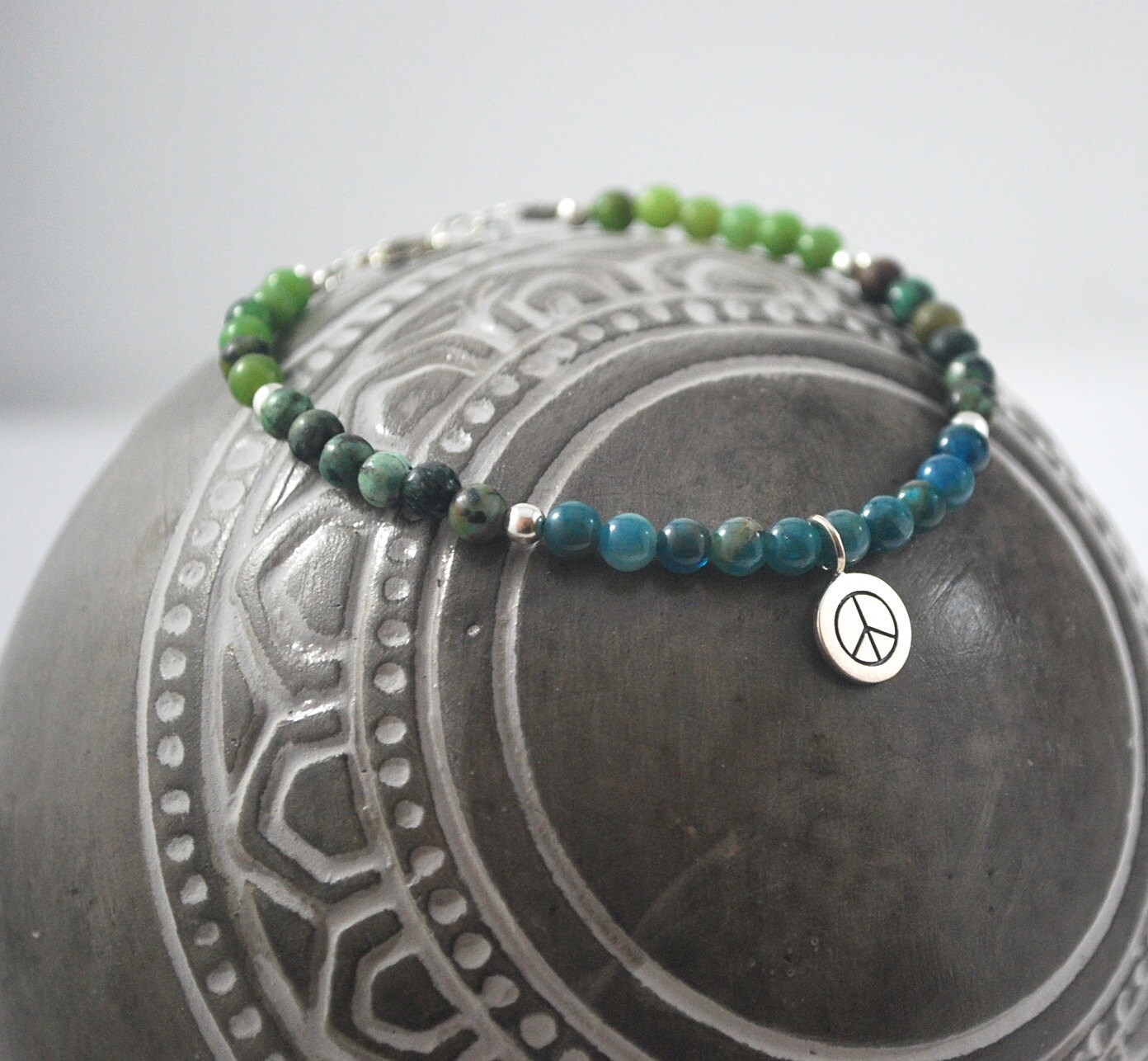 Sterling Silver Peace Bracelet Peace sign Bracelet Kyanite