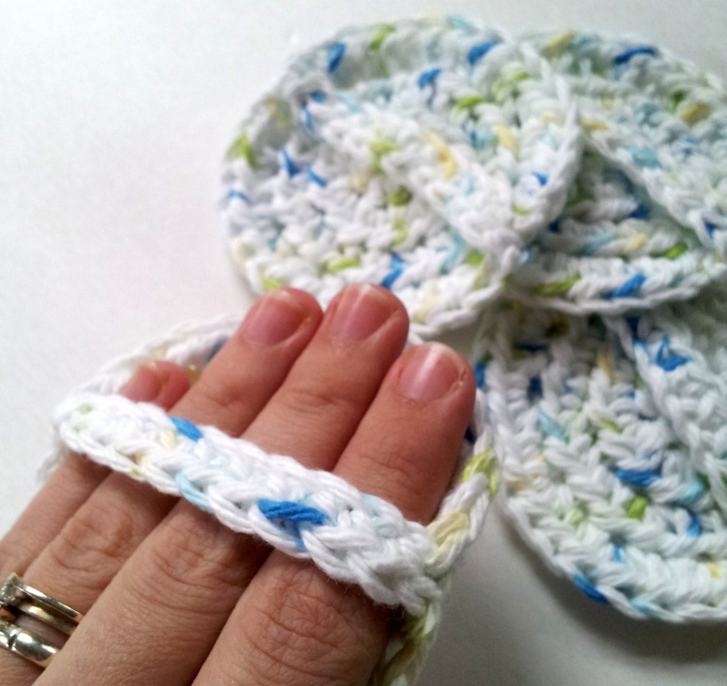 Crochet face scrubbies set of 8 scrubbies with handle eco