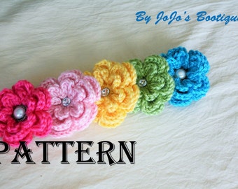 PDF Flower Clip PATTERN - Crochet Flower Pattern - Flower Tutorial - Crochet Pattern -by JoJosBootique