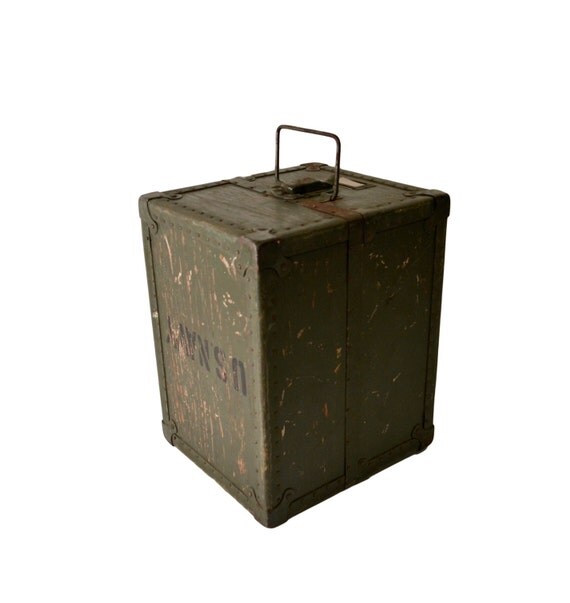 Vintage Military Storage Box Wooden Military Case US NAVY
