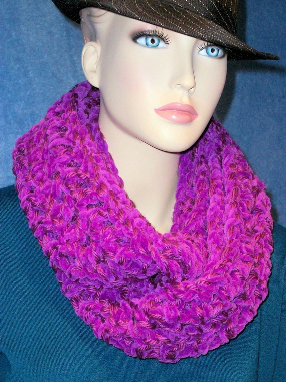 Purple Crochet Infinity Scarf Chunky Infinity by Freshofftheneedle