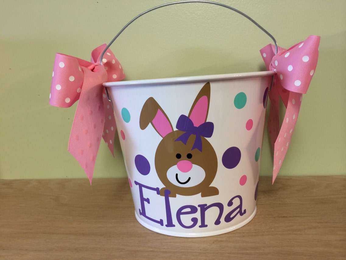 Personalized Easter basket 5 quart metal bucket name or