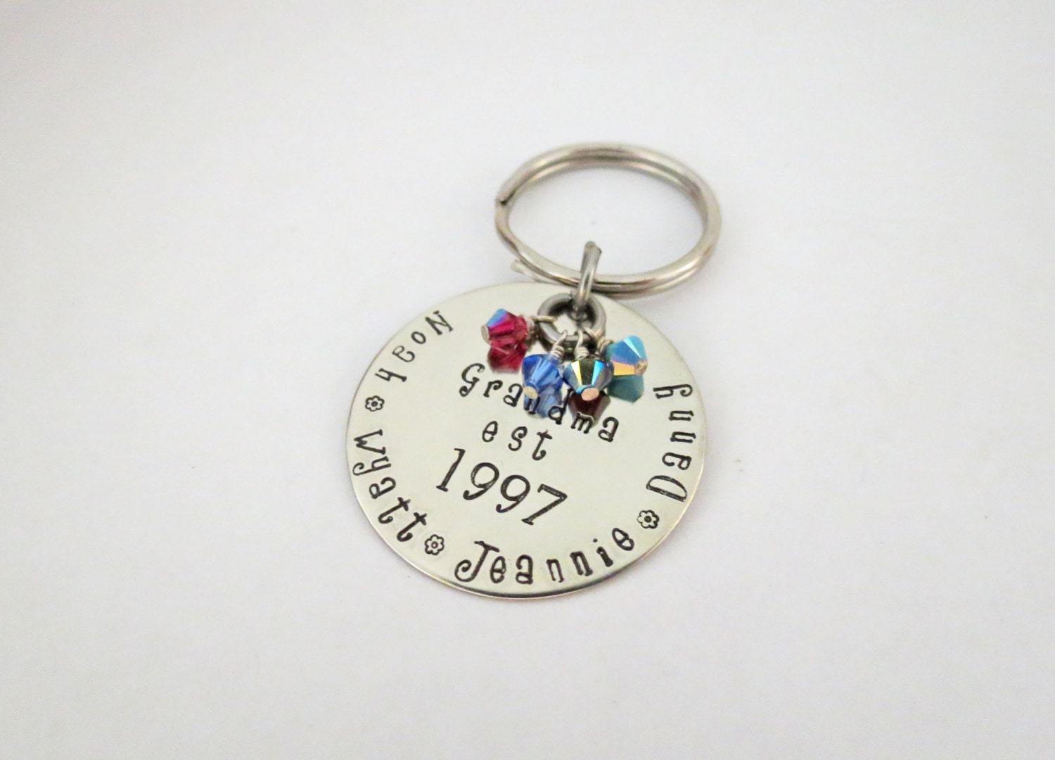 Personalized Grandma Keychain with THREE by JewelryByRMSmith