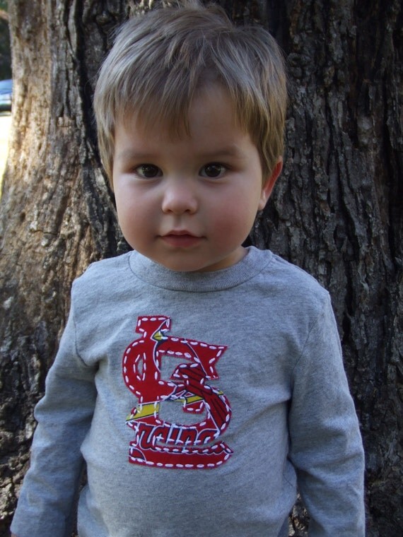 STL Cardinals hand embroidered shirt, St. Louis Cardinals baby clothes, boy onsie, girl shirt, Cardinals fabric