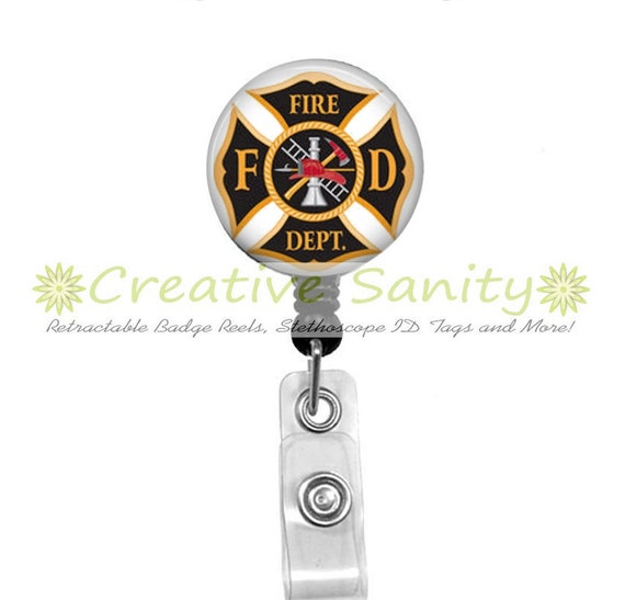 Retractable ID Badge Holder Fire Department By CreativeSanity