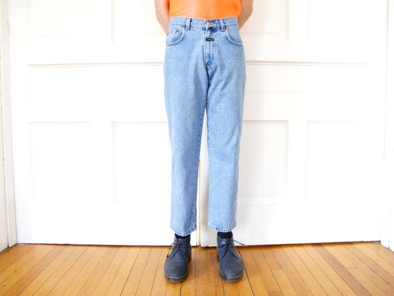 90s Men's Stonewash Denim Dad Jeans / High Waist Tapered