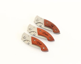 1 Engraved Pocket Knife Personalized Groomsman Gift Mini Rosewood Knife with Clip Custom Wedding Gift Personalized Christmas gift