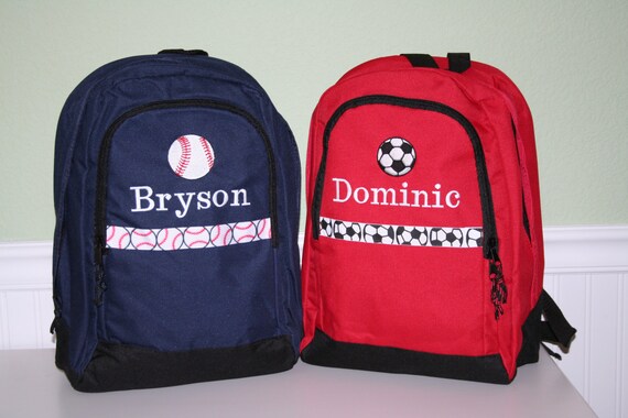 Handmade Back to School Supplies - PERSONALIZED Backpack Designed by You; Choose color, font, trim, and graphic from Embroidery Mark