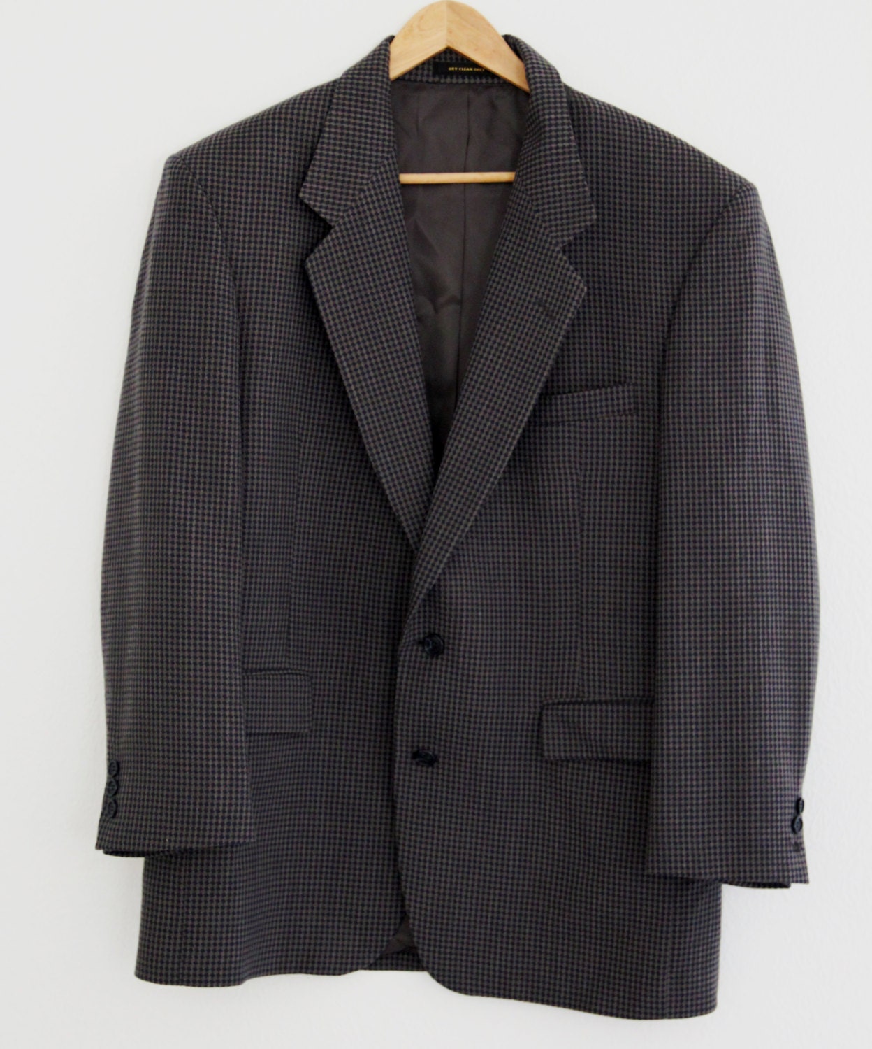 Vintage Mens Givenchy Monsieur Suit Jacket Brown Navy Check