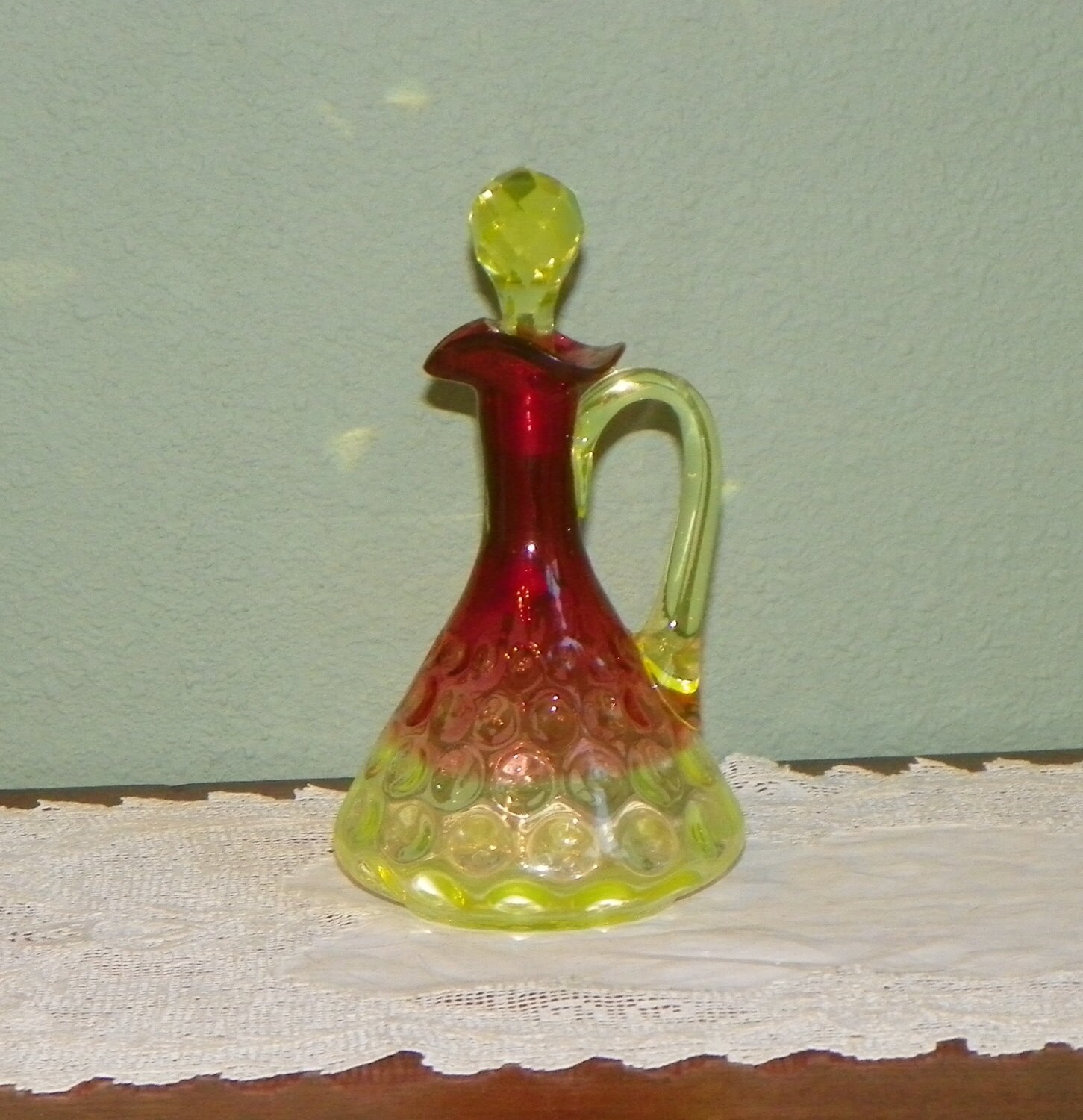 Antique Hobbs Glass CRUET Bottle Oil Vinegar Vaseline Inverted