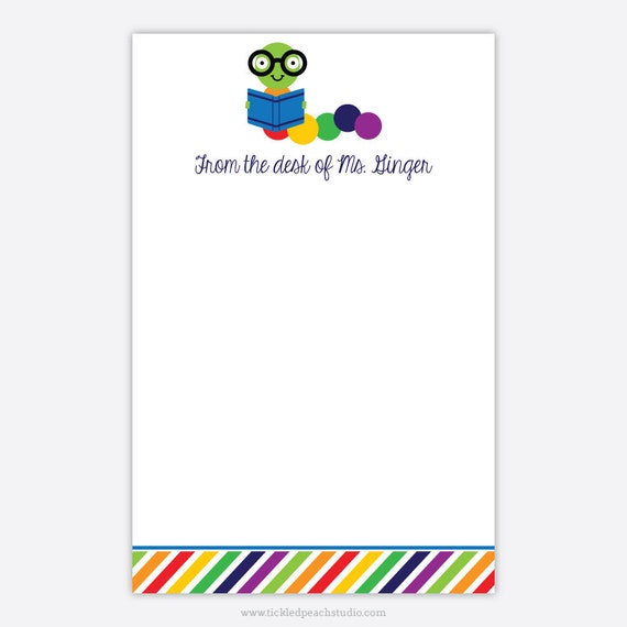 Personalized Notepad for Teacher - Worm Teacher Notepad - 50 sheets Il_570xn