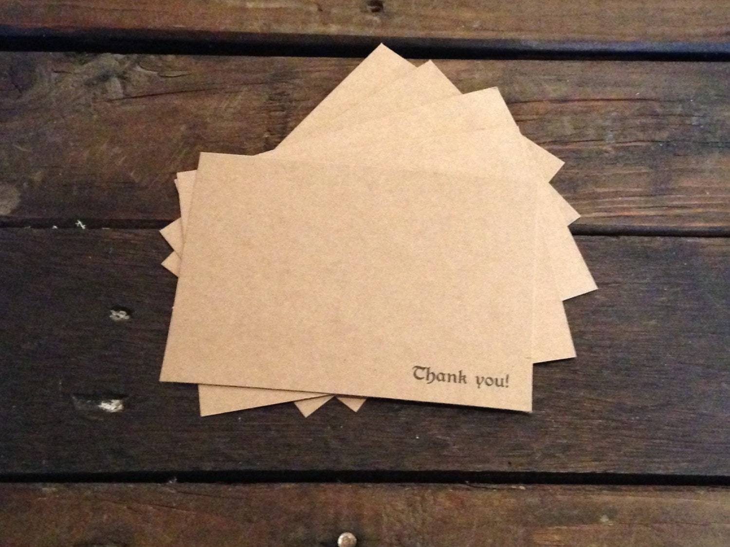 Kraft Flat Thank you card Card Set of 20 Thank you Kraft Paper