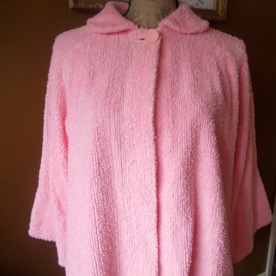 Vintage Chenille Bed Jacket Pink Short Robe Women's Gift