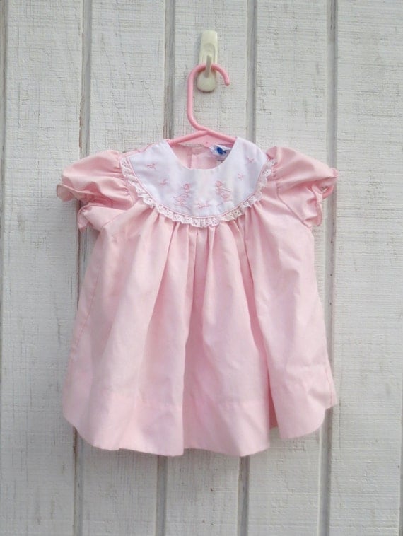 VIntage Baby Dress Pink Bird Baby Dress Infant Clothes Vintage Baby Clothes Dress 6 Months