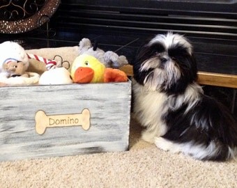 Dog Toy Box, Toy Storage, Wood Toy Storage, Dog Toys, Dog Crate, Pet Toy Storage, Toy Chest, Toy Box, Storage Basket Bin, Fixer Upper Style