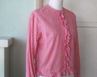 1960s vintage red gingham top / Red gingham country girl shirt ...