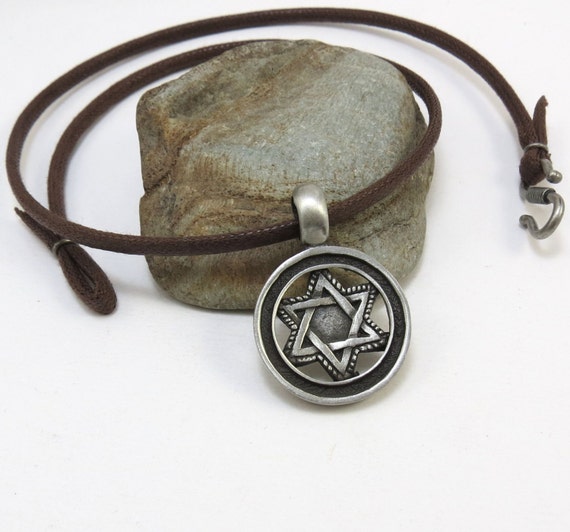 Star of David Necklace Men's Jewish Jewelry Rustic