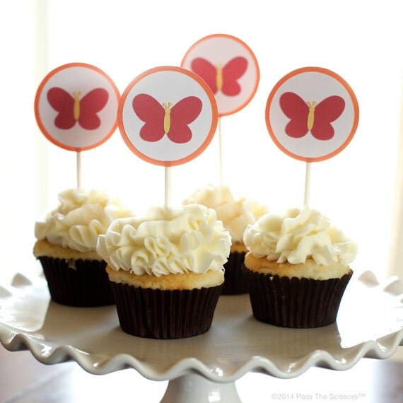 Butterfly Baby Shower - Butterfly Birthday Party - Baby Shower Cupcake Toppers Il_570xn