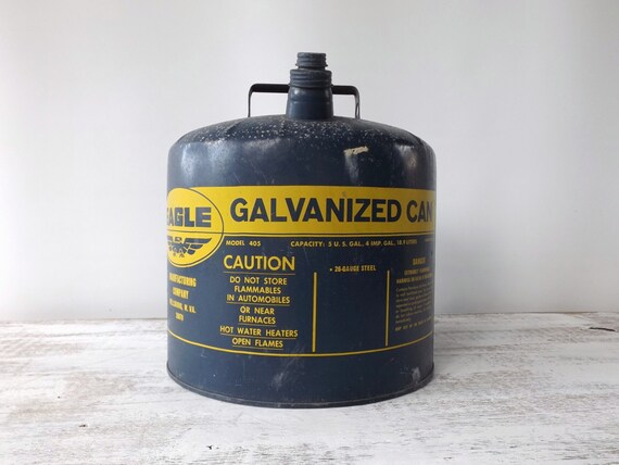 Vintage Blue Eagle Galvanized Gas Can / Blue Eagle Can / Man