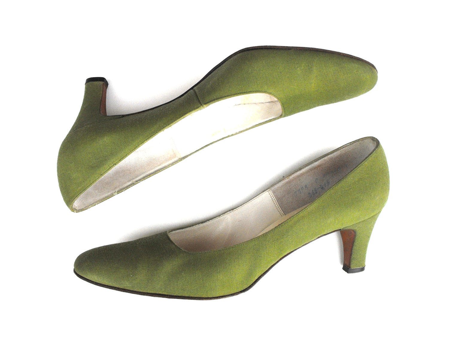 1950s De Liso Debs Olive Green Pumps Vintage Haute Couture