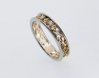 Filigree wedding band rings