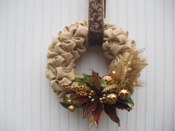 items similar to christmas burlap wreath brown gold items similar to christmas burlap wreath brown gold